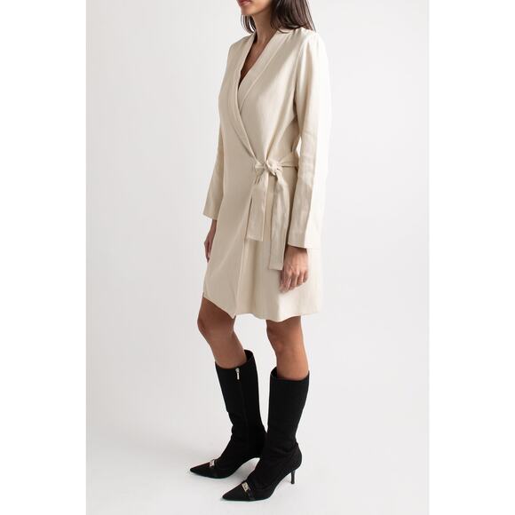 Massimo Dutti Cream Collared Wrap Dress - Picture 6 of 6